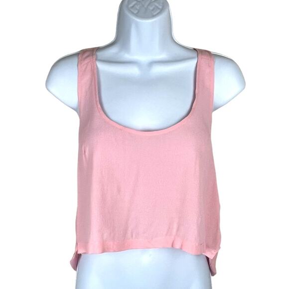 Olivaceous Tank Top Cross Back Split Open Back Pink Sleeveless Crop Women's‎ S - Picture 2 of 8